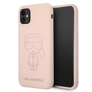 Karl Lagerfeld KLHCN61SILTTPI Ikonik Outline szilikon tok iPhone 11 rózsaszín