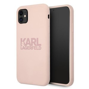 iPhone 11 Karl Lagerfeld KLHCN61STKLTLP Szilikon tok Stack Logo pink
