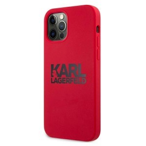 iPhone 12/ 12 Pro Karl Lagerfeld KLHCP12MSLKLRE Szilikon tok Stack Logo piros