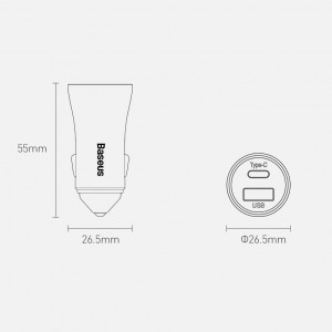 Baseus Golden Contactor Pro Autós szivargyújtós töltő USB Type-C / USB 40W PD 3.0 QC 4.0 + SCP FCP AFC kék (CCJD-03)