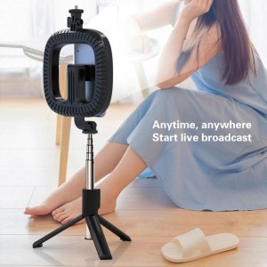 Selfie bot bluetooth távirányítóval, körfénnyel és tripod állvánnyal P40D-3 fekete