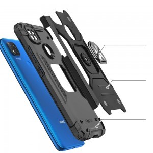 Xiaomi Redmi 9C Wozinsky Ring Armor Case Kickstand telefontok fekete