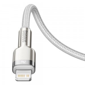 Baseus Cafule Metal nylon harisnyázott USB Type-C/ Lightning kábel PD 20W 1m fehér (CATLJK-A02)