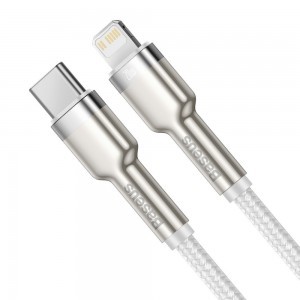 Baseus Cafule Metal nylon harisnyázott USB Type-C/ Lightning kábel PD 20W 1m fehér (CATLJK-A02)