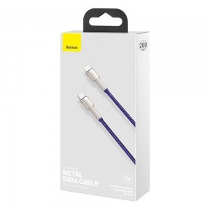 Baseus Cafule Metal nylon harisnyázott USB Type-C/ Lightning kábel PD 20W 2m lila (CATLJK-B05)