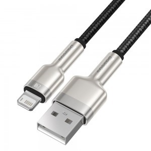 Baseus Cafule Metal nylon harisnyázott USB/ Lightning kábel 2.4A 1m fekete (CALJK-A01)