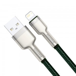 Baseus Cafule Metal nylon harisnyázott USB/ Lightning kábel 2.4A 1m zöld (CALJK-A06)