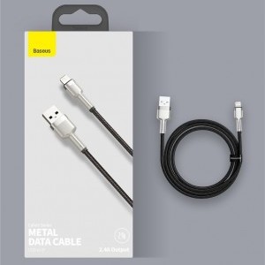 Baseus Cafule Metal nylon harisnyázott USB/ Lightning kábel 2.4A 1m fehér (CALJK-A02)