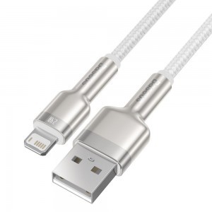 Baseus Cafule Metal nylon harisnyázott USB/ Lightning kábel 2.4A 1m fehér (CALJK-A02)