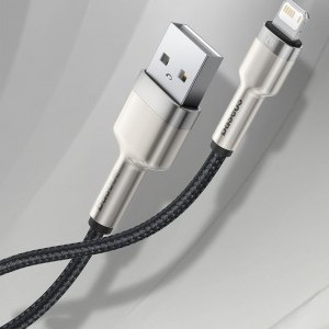 Baseus Cafule Metal nylon harisnyázott USB/ Lightning kábel 2.4A 2m fekete (CALJK-B01)
