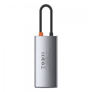 Baseus Metal Gleam 4in1 HUB USB Type-C - USB Type-C PD 100W / HDMI 4K 30Hz / 1x USB 3.2 Gen 1 / 1x USB 2.0 szürke (CAHUB-CY0G)