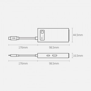 Baseus Metal Gleam 4in1 HUB USB Type-C - USB Type-C PD 100W / HDMI 4K 30Hz / 1x USB 3.2 Gen 1 / 1x USB 2.0 szürke (CAHUB-CY0G)
