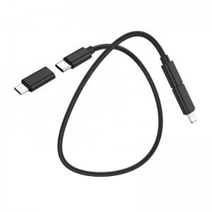 KAKU 3in1 USB Type C + Lightning + Micro USB 3A 60W 0.28m. kábel fekete (KSC-325)
