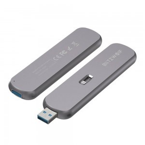 BlitzWolf BW-SSDE3 SATA M.2 SSD külső ház B-key, 5Gbps, USB 3.1 szürke