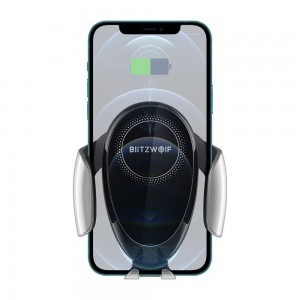 BlitzWolf BW-CW3 Elektromosan záródó autós telefontartó (Szellőzőre vagy Műszerfalra) és vezeték nélküli töltő Qi 15W fekete