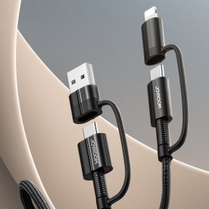 Joyroom 4in1 USB Type-C/ USB-A / Lightning kábel QC PD 3A 60W 1.8m fekete (S-1830G3)