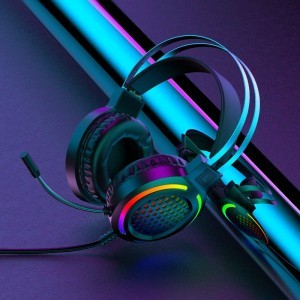 KAKU Youming RGB LED Vezetékes Gamer fejhallgató mikrofonnal fekete (KSC-454)
