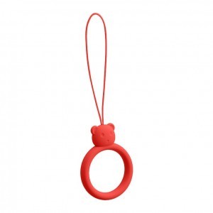 Szilikon telefon függelék kiegészítő gyűrű maci mintájú piros