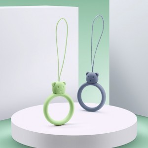 Szilikon telefon függelék kiegészítő gyűrű maci mintájú sötétzöld