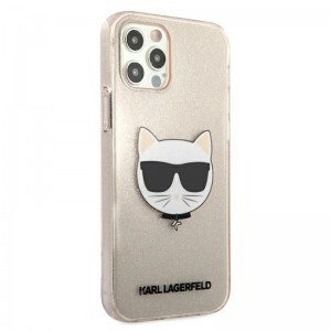 iPhone 12 / iPhone 12 Pro Karl Lagerfeld Choupette Head Glitter tok (arany)
