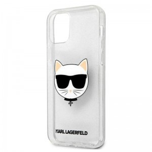 iPhone 12 / iPhone 12 Pro Karl Lagerfeld Choupette Head Glitter tok (ezüst)