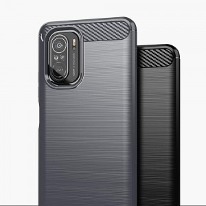 Carbon szénszál mintájú TPU tok Xiaomi Poco F3 fekete
