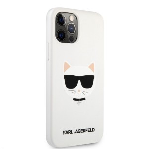 iPhone 12 / iPhone 12 Pro Karl Lagerfeld KLHCP12MSLCHWH Choupette Head szilikon tok fehér