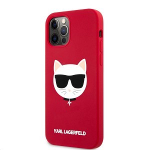 iPhone 12 Pro Max Karl Lagerfeld KLHCP12LSLCHRE Choupette Head szilikon tok piros