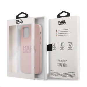 Karl Lagerfeld KLHCP12LSTKLTLP Stack Logo szilikon tok iPhone 12 Pro MAX rózsaszín