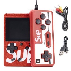 Sup retro hordozható játékkonzol + kontroller 401 játékkal piros