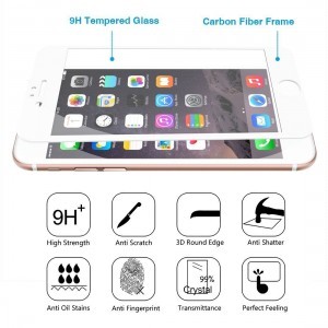 iPhone 7+ 5D kijelzővédő üvegfólia fehér