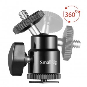 SmallRig mini gömbfej 1/4-es csatlakozással, vakupapucs adapterrel 2db-os (2059) -1