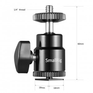 SmallRig mini gömbfej 1/4-es csatlakozással, vakupapucs adapterrel 2db-os (2059) -2