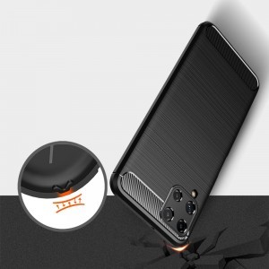 Samsung A22 4G Tech-Protect carbon mintájú TPU tok fekete