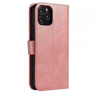 Samsung A42 5G Elegant mágneses bőr fliptok pink
