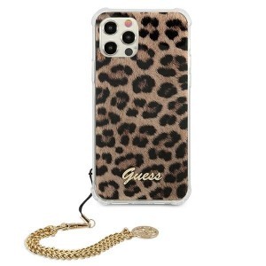 iPhone 12 Pro Max Guess GUHCP12LKSLEO Leopard Gold Chain tok lánccal
