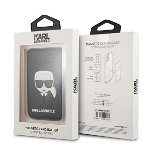 Karl Lagerfeld KLWMSKHSFBK Saffiano Karls Head hátlapi MagSafe kártyatartó fekete
