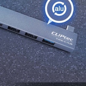 Cliptec USB HUB Adapter, USB Type-C Csatlakozással - USB 3.1 + 2xUSB 2.0 + USB Type-C  Aljzattal Szürke