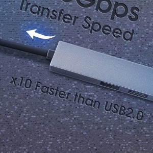 Cliptec USB HUB Adapter, USB Type-C Csatlakozással - USB 3.1 + 2xUSB 2.0 + MicroSD kártyaolvasóval Aljzattal Szürke