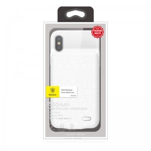 iPhone X / XS Baseus Plaid Backpack tok + 3500mAh powerbank fehér (ACAPIPHX-BJ02)