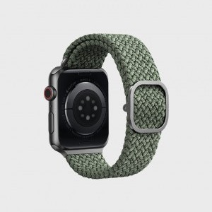 Apple Watch 38/40/41 mm Uniq Aspen fonott szíj zöld