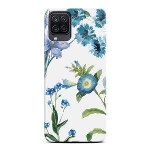 Samsung A12 Casegadget kék virág mintás tok