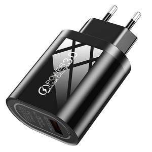Hálózati töltő adapter 1x USB QC 3.0 fekete