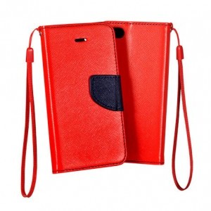 iPhone 12/ 12 Pro Fancy fliptok sötétkék/ piros