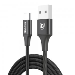 Baseus Rapid Nylon fonatos kábel USB - USB Type-C 2A 2m fekete (CATSU-C01)