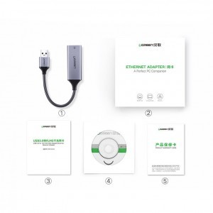 Ugreen USB 3.2 Gen1 1000Mbps Gigabit Ethernet külső internet adapter szürke (CM209 50922)