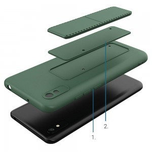 Xiaomi Redmi 9A Wozinsky Kickstand flexibilis szilikon tok fekete