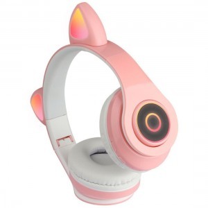 Bluetooth vezeték nélküli fejhallgató cica füllel rózsaszín