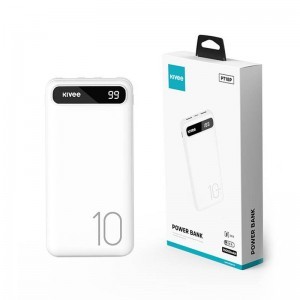 Kivee 10000mAh powerbank USB + Micro USB + USB-C fehér (KV-PT18P)