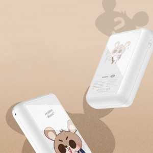 Kivee Powerbank 10000mAh USB + Micro USB + USB-C Mouse, fehér